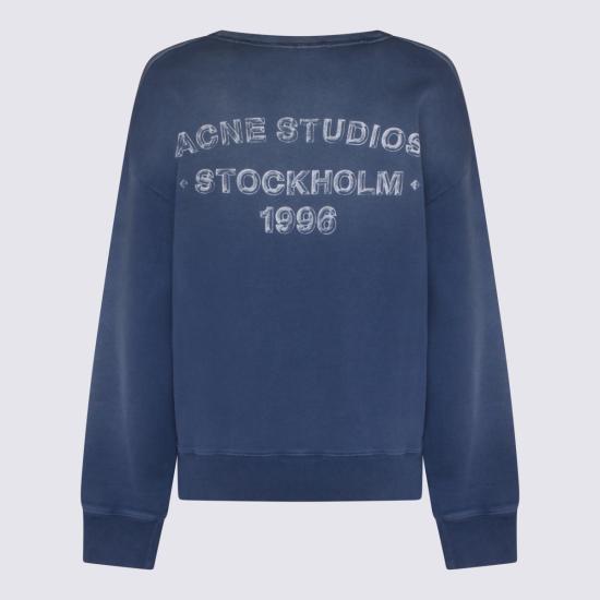 26SS 아크네 스튜디오 워시드 로고 스웨트셔츠 CI0216 BG3 NAVY - ACNE STUDIOS