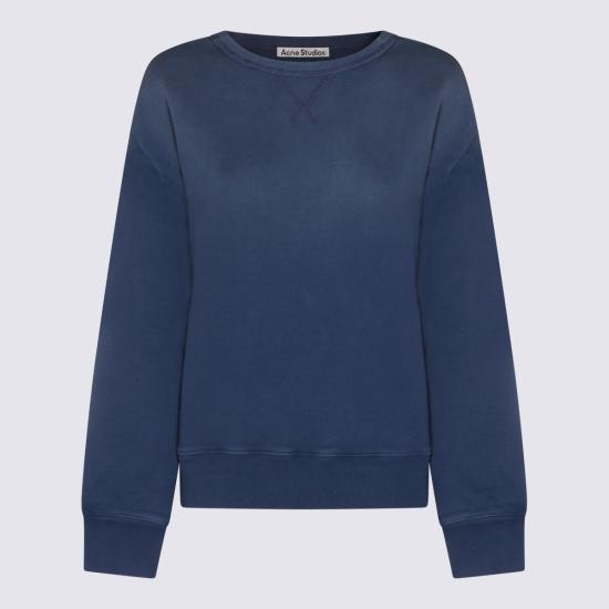 26SS 아크네 스튜디오 워시드 로고 스웨트셔츠 CI0216 BG3 NAVY - ACNE STUDIOS