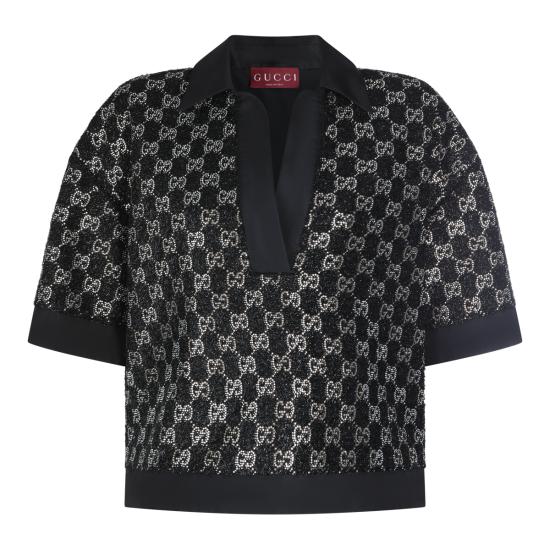 26SS 구찌 울 트위드 라메 탑 846682 ZARWY1000 BLACK