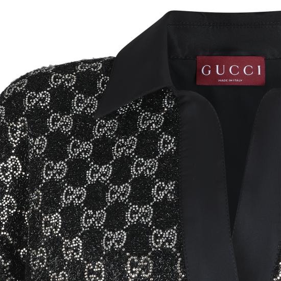26SS 구찌 울 트위드 라메 탑 846682 ZARWY1000 BLACK - GUCCI