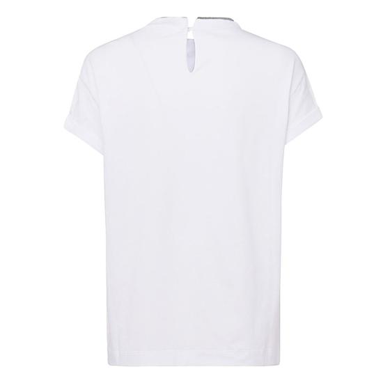 26SS 브루넬로 쿠치넬리 콘트라스트 트림 코튼 티셔츠 M0T18BD200 C159 BIANCO - BRUNELLO CUCINELLI
