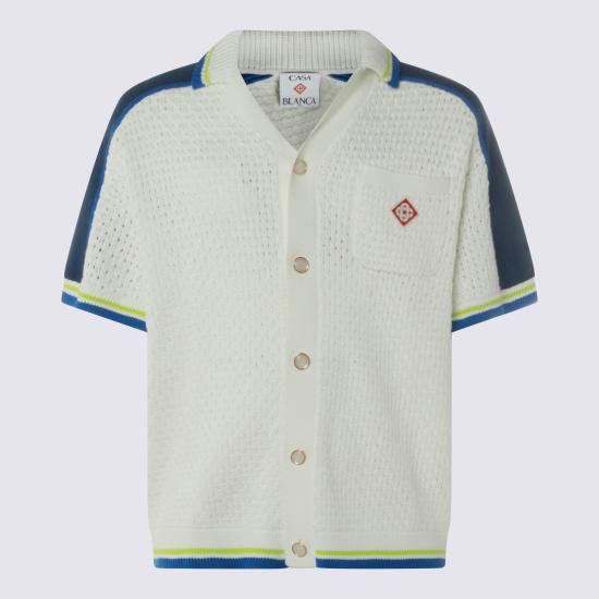 26SS 카사블랑카 반팔 셔츠 MSS26KW1310 01 WHITE BLUE