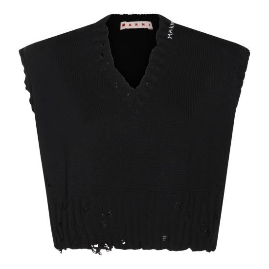 26SS 마르니 민소매 티셔츠 CVMD0088A0 UFC65200N99 BLACK