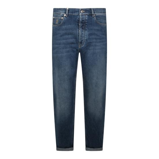 26SS 브루넬로 쿠치넬리 워시드 스트레이트 핏 데님 팬츠 M283PO1090 C1471 MED BLUE