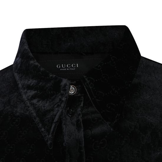 26SS 구찌 스트레치 GG 벨벳 데보레 셔츠 860674 ZAUS41000 - GUCCI