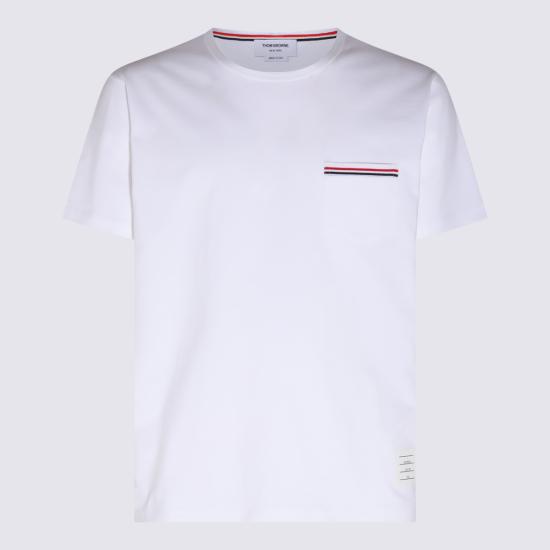 26SS 톰브라운 미디움 웨이트 저지 팁 포켓 크루넥 티셔츠 MJS010A 01454100 WHITE - THOM BROWNE