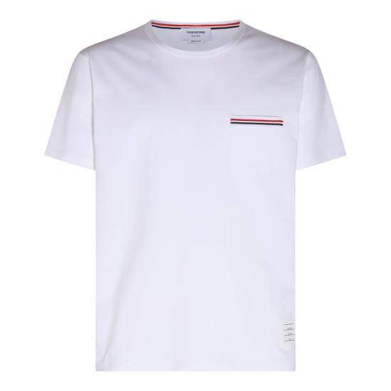 26SS 톰브라운 미디움 웨이트 저지 팁 포켓 크루넥 티셔츠 MJS010A 01454100 WHITE