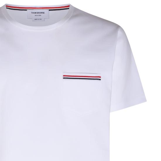 26SS 톰브라운 미디움 웨이트 저지 팁 포켓 크루넥 티셔츠 MJS010A 01454100 WHITE - THOM BROWNE