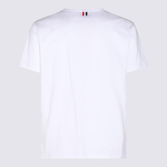26SS 톰브라운 미디움 웨이트 저지 팁 포켓 크루넥 티셔츠 MJS010A 01454100 WHITE - THOM BROWNE