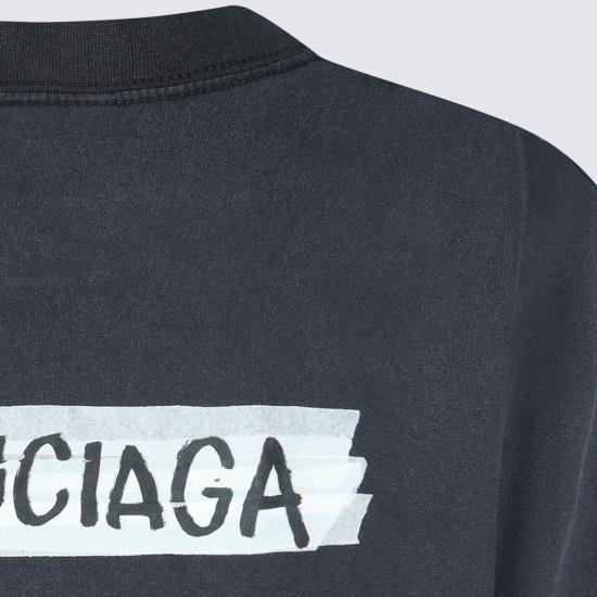 26SS 발렌시아가 마스킹 테이프 티셔츠 850990 TTVL61041 WASHED BLACK - BALENCIAGA