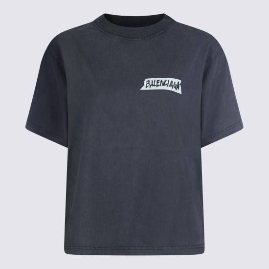 26SS 발렌시아가 마스킹 테이프 티셔츠 850990 TTVL61041 WASHED BLACK