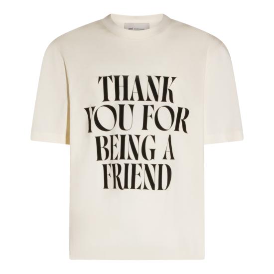 26SS 아미 코튼 시그니쳐 프린트 티셔츠 UTS384 726136 OFF WHITE