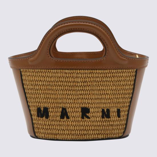 26FW 마르니 레더 & 라피아 트로피컬리아 마이크로백 BMMP0067Q0 P386000M50 RAW SIENNA - MARNI