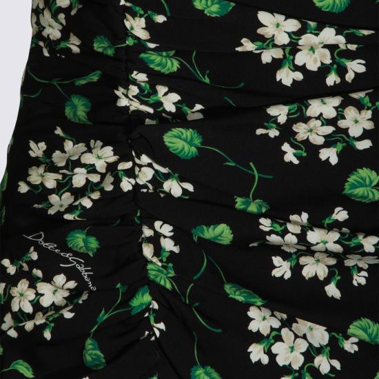 26SS 돌체앤가바나 미디 원피스 F664HT FSA85HX6BX GERANI BIANCHI F NERO - DOLCE & GABBANA