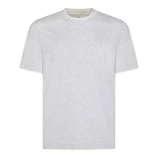 26SS 브루넬로 쿠치넬리 자수 로고 티셔츠 M0B137427 CW716 GREY