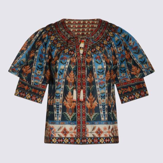 26SS 팜 리오 블라우스 348822 26032 EMBROIDERED TAPESTRY BLUE