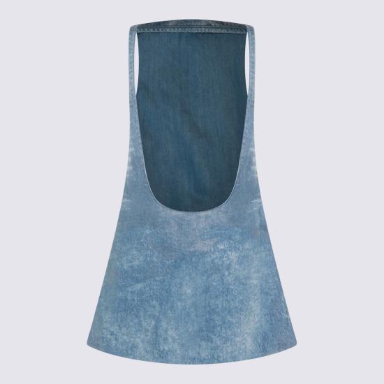 26SS 디젤 드-셀룬-Fsi 쇼트 드레스 인 새틴 데님 A23786 09P2301 Blue - DIESEL