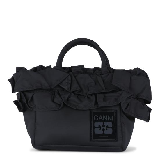 26SS 가니 미니 러플 디테일 쇼퍼백 A7187 099 BLACK