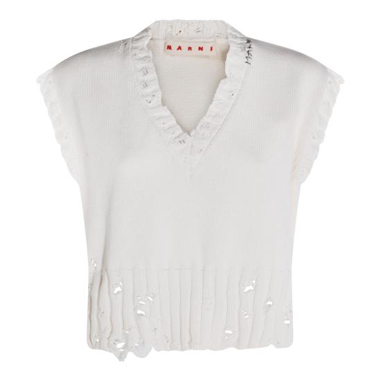 26SS 마르니 민소매 티셔츠 CVMD0088A0 UFC65200W01 Lily white