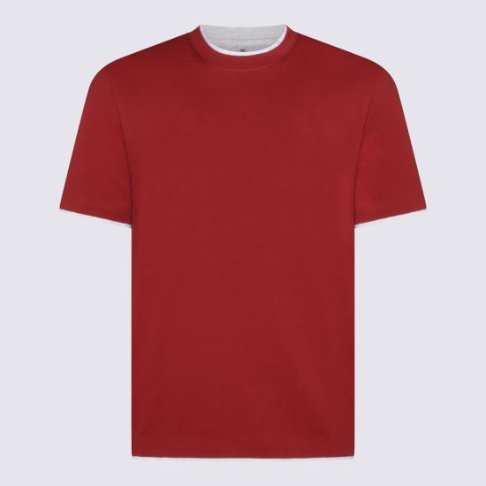 26SS 브루넬로 쿠치넬리 자수 로고 티셔츠 M0B137427 CLL16 CHERRY - BRUNELLO CUCINELLI