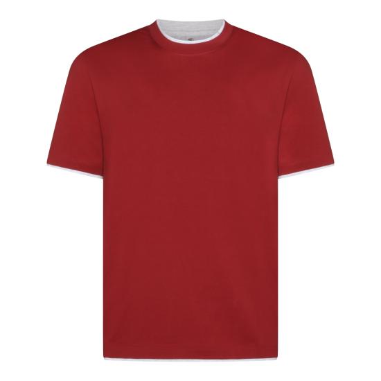26SS 브루넬로 쿠치넬리 자수 로고 티셔츠 M0B137427 CLL16 CHERRY