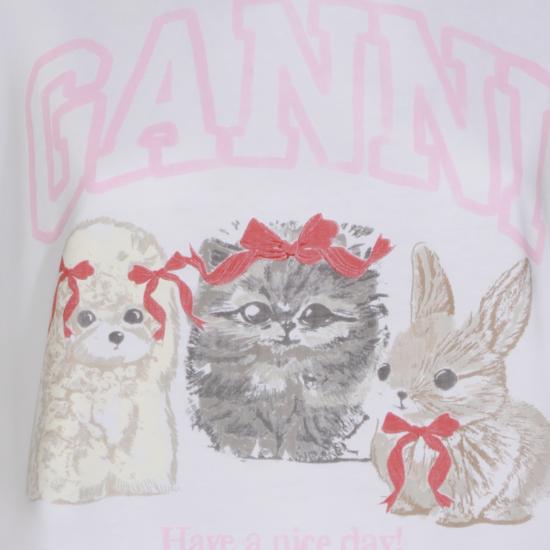 26SS 가니 애니멀 프린트 티셔츠 A1050029 151 Bright White - GANNI