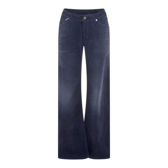 26SS 발렌시아가 커브드 Waist 팬츠 848019 TTW648074 DIRTY DARK BLUE