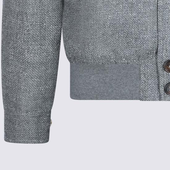 26SS 브루넬로 쿠치넬리 실크 리넨 울 믹스드 홉색 블루종 MZ4036581 C032 GREY - BRUNELLO CUCINELLI