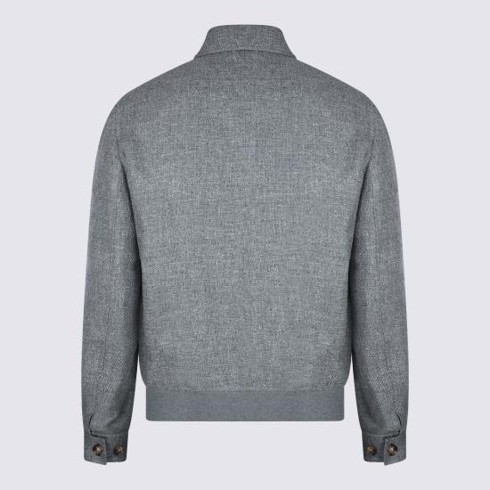 26SS 브루넬로 쿠치넬리 실크 리넨 울 믹스드 홉색 블루종 MZ4036581 C032 GREY - BRUNELLO CUCINELLI
