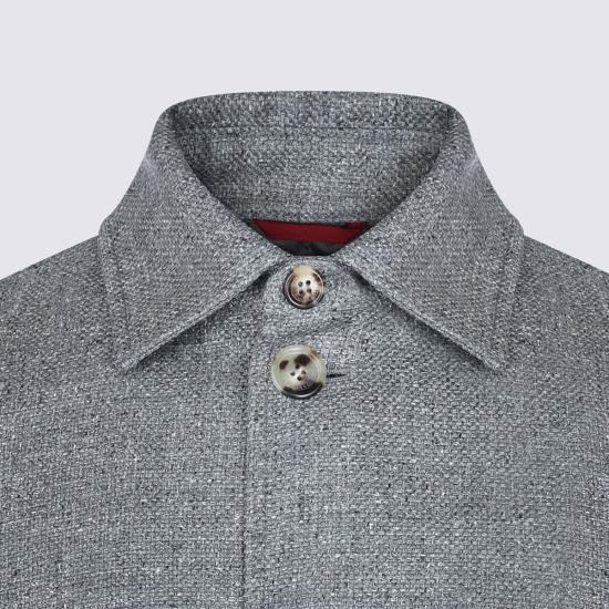 26SS 브루넬로 쿠치넬리 실크 리넨 울 믹스드 홉색 블루종 MZ4036581 C032 GREY - BRUNELLO CUCINELLI