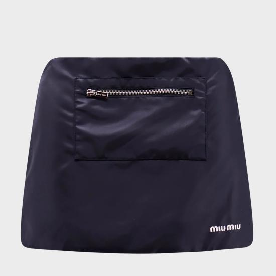 26SS 미우미우 테크니컬 가자르 및 플리스 스커트 MG2583SOOO 181AF0008 BLEU - MIU MIU