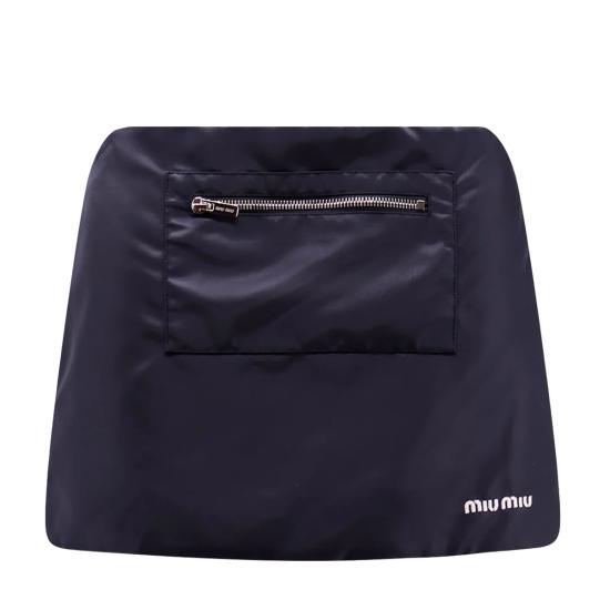 26SS 미우미우 테크니컬 가자르 및 플리스 스커트 MG2583SOOO 181AF0008 BLEU