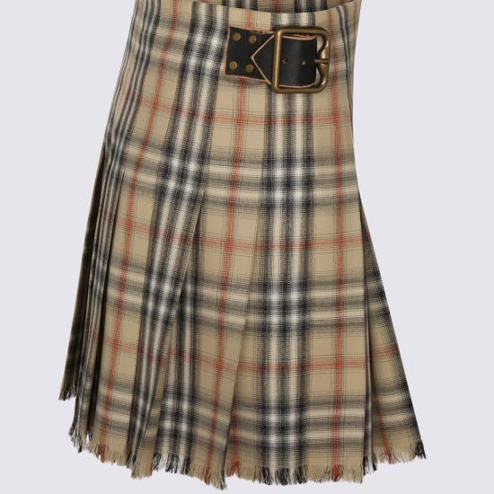 26SS 버버리 체크 울 미니 킬트 8118152 B9368 SAND - BURBERRY