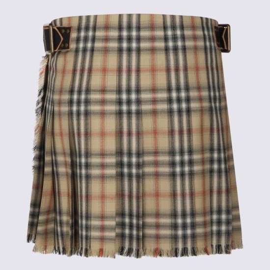 26SS 버버리 체크 울 미니 킬트 8118152 B9368 SAND - BURBERRY