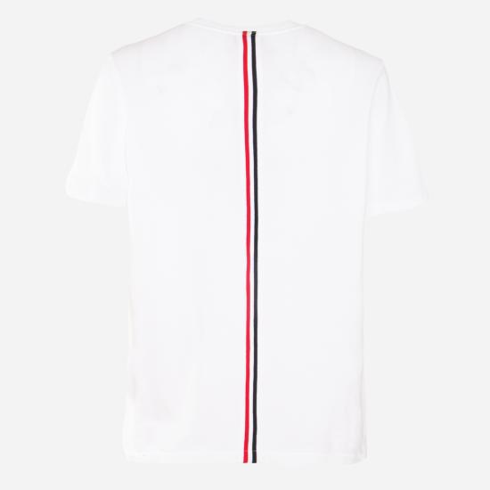 26SS 톰브라운 피케 센터 백 스트라이프 릴렉스 핏 티셔츠 MJS056A 00050100 White - THOM BROWNE