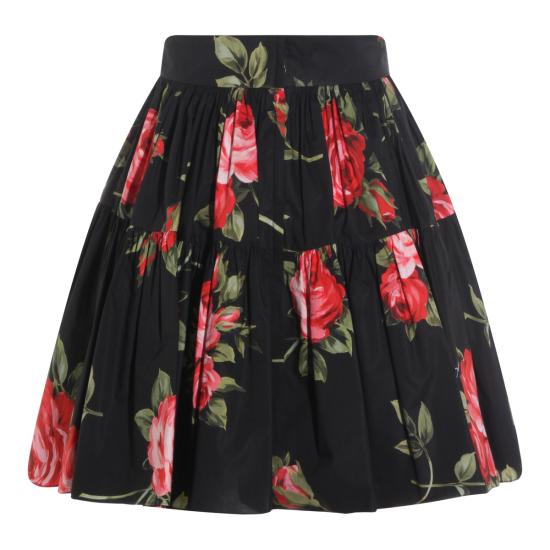 26SS 돌체앤가바나 로즈 부케 프린트 숏 스커트 F4CB1T HS5UTHN5ZN ROSE F DO NERO - DOLCE & GABBANA
