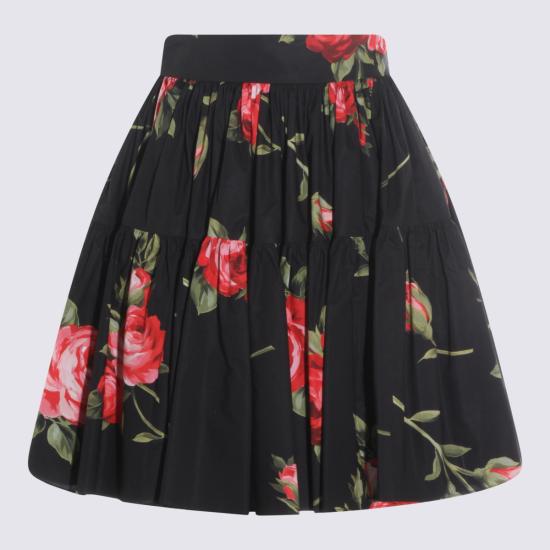 26SS 돌체앤가바나 로즈 부케 프린트 숏 스커트 F4CB1T HS5UTHN5ZN ROSE F DO NERO - DOLCE & GABBANA