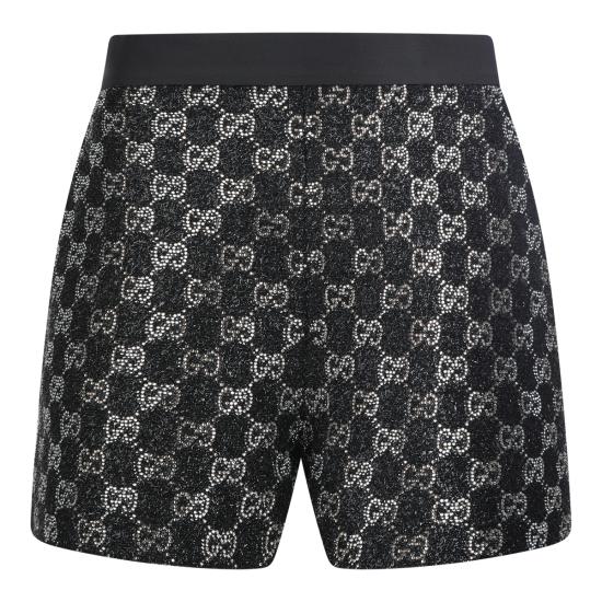 26SS 구찌 자수 울 트위드 라메 쇼츠 853382 ZARWY1000 BLACK