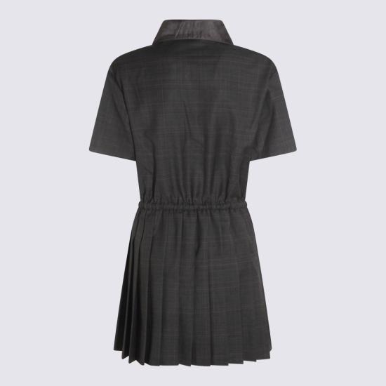 25FW 미우미우 프린스 웨일스 플리츠 숏 드레스 MF5994 175YF0480 Ardesia - MIU MIU
