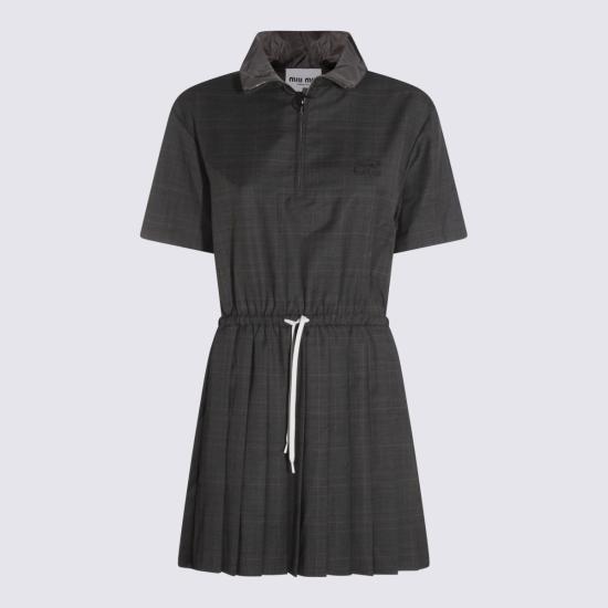 25FW 미우미우 프린스 웨일스 플리츠 숏 드레스 MF5994 175YF0480 Ardesia