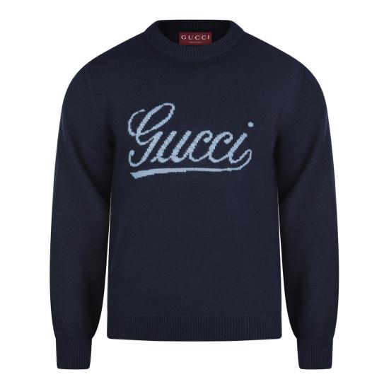 26SS 구찌 인타르시아 울 스웨터 795347 XKD744071 NAVY