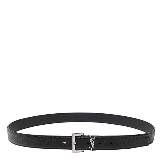 26SS 생로랑 티니 모노그램 그레인 레더 634440 DTI0E1000 BLACK SILVER