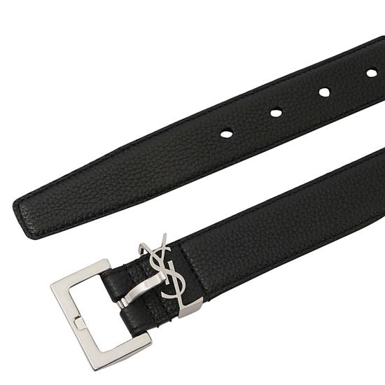 26SS 생로랑 티니 모노그램 그레인 레더 634440 DTI0E1000 BLACK SILVER - SAINT LAURENT