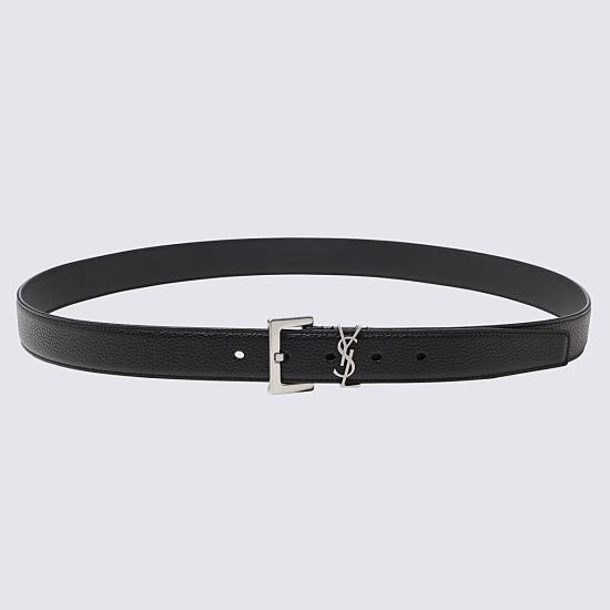 26SS 생로랑 티니 모노그램 그레인 레더 634440 DTI0E1000 BLACK SILVER - SAINT LAURENT