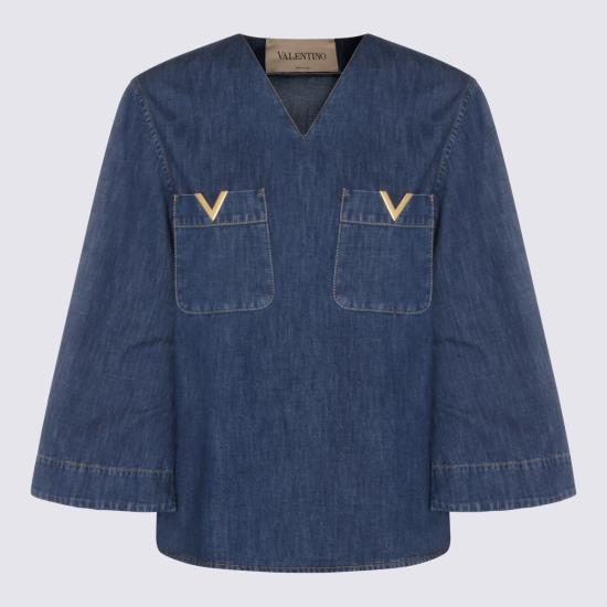 26SS 발렌티노 가라바니 데님 셔츠 8B3DB03L 9YA558 MEDIUM BLUE