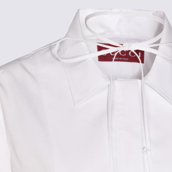 25FW 구찌 스빗 타이 넥 셔츠 831912 Z8B2P9000 White - GUCCI