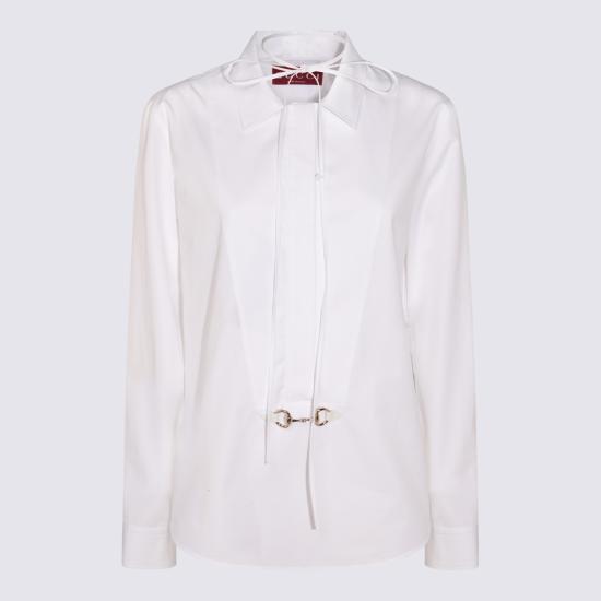 25FW 구찌 스빗 타이 넥 셔츠 831912 Z8B2P9000 White