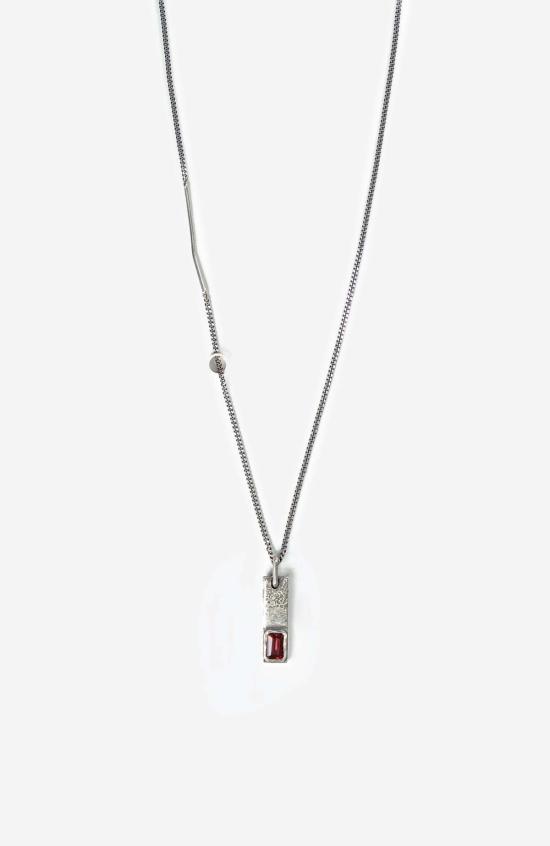  타이틀 오브 워크 네크리스 작품 제목: 6x4mm 에메랄드 컷 가넷 부적 목걸이 279 - TITLE OF WORK