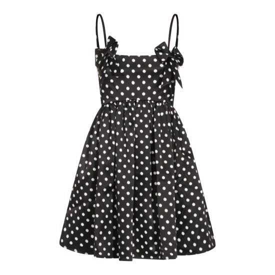26SS 가니 폴카 도트 새틴 미니 드레스 A1030193 099 BLACK SAND