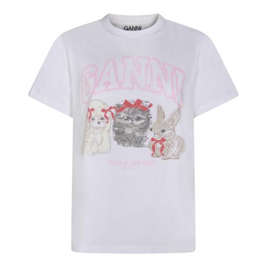26SS 가니 애니멀 프린트 티셔츠 A1050029 151 Bright White